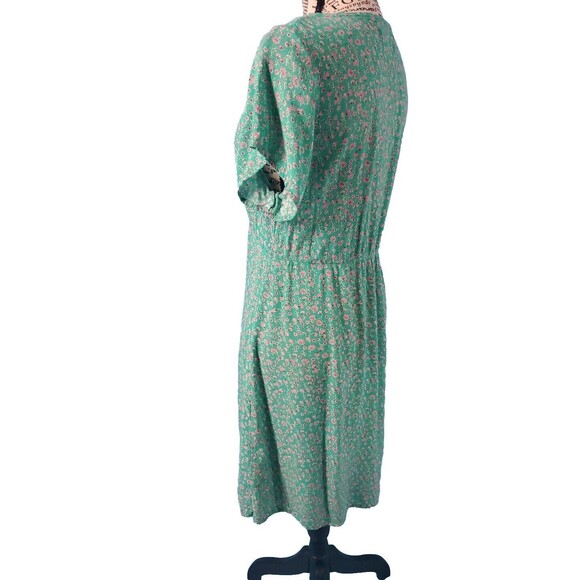 Womens Sz 8 Dress Ditsy Floral Print Above Knee Green V-Neck Short Sleeves - Picture 6 of 14